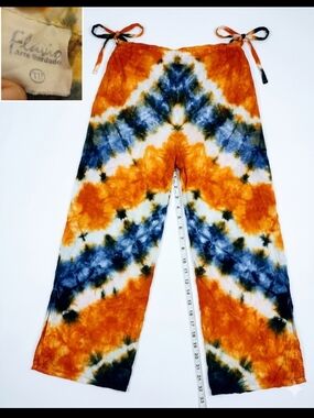 Title: Flavio Arte Bordado Tie-Dye Boho Wide Leg Pants - One Size (TU)